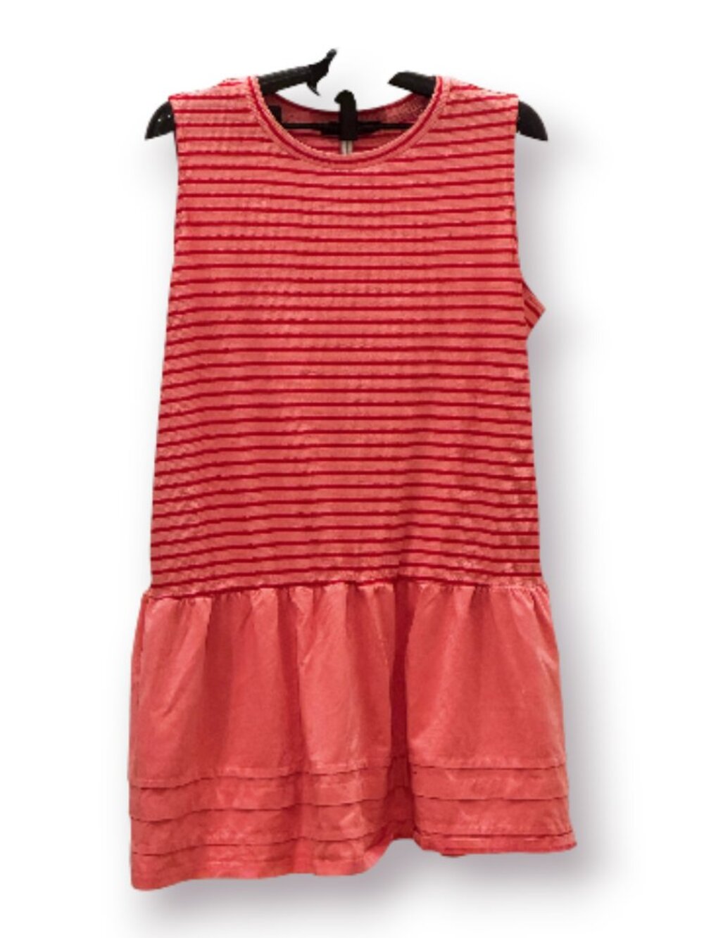 Merokeety Pink Coral Striped Drop Waist Waffle Knit Dress XL Like New